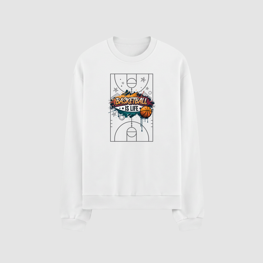 Sweatshirt Oversize Premium Erkek Beyaz